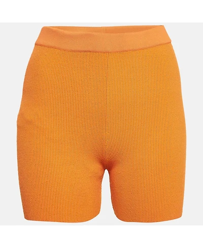 Pre-Owned Jacquemus Women's Orange Rib Knit Le Short Arancia Biker Shorts
