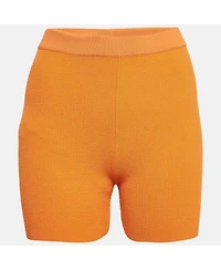 Pre-Owned Jacquemus Women's Orange Rib Knit Le Short Arancia Biker Shorts