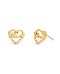 Coach Faux Stone Charming Charms Signature Heart Stud Earrings