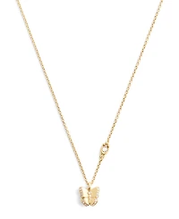 Coach Faux Stone Pave Icons Butterfly Pendant Necklace