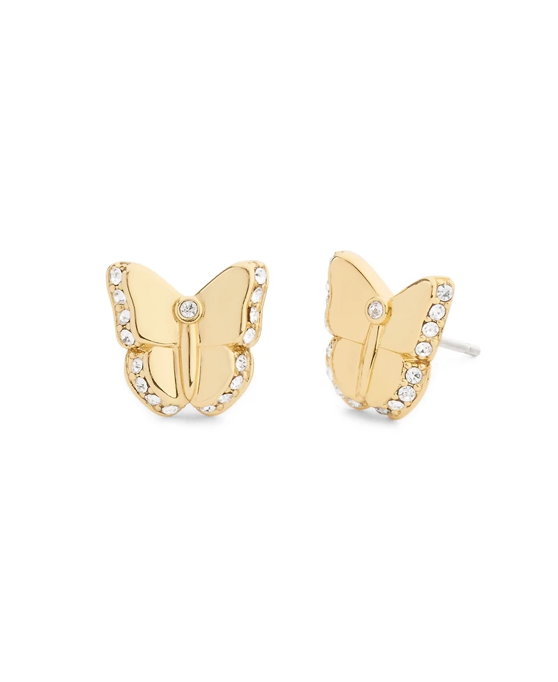 Coach Faux Stone Pave Icons Butterfly Stud Earrings