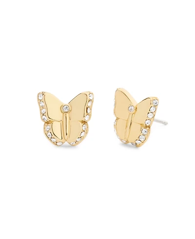 Coach Faux Stone Pave Icons Butterfly Stud Earrings