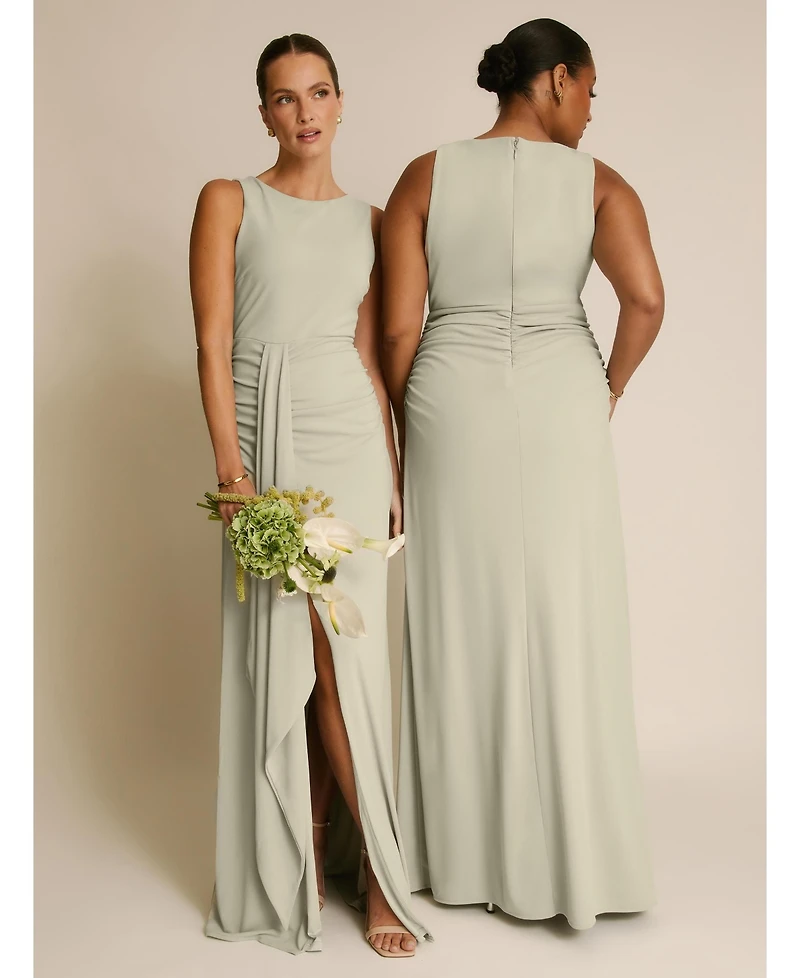 Six Stories Women's Drape Gathered Sleeveless Stretch Dress