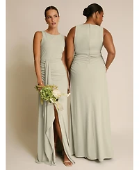 Six Stories Women's Drape Gathered Sleeveless Stretch Dress