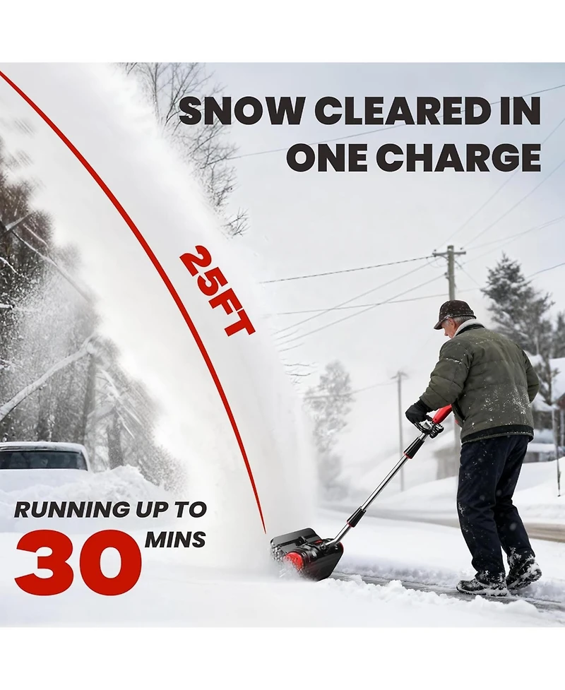 Silvel 20V Cordless Snow Shovel, 13-Inch Electric Snow Thrower with Adjustable Handle, Two Batteries, Quick Charger and Scraper Bar