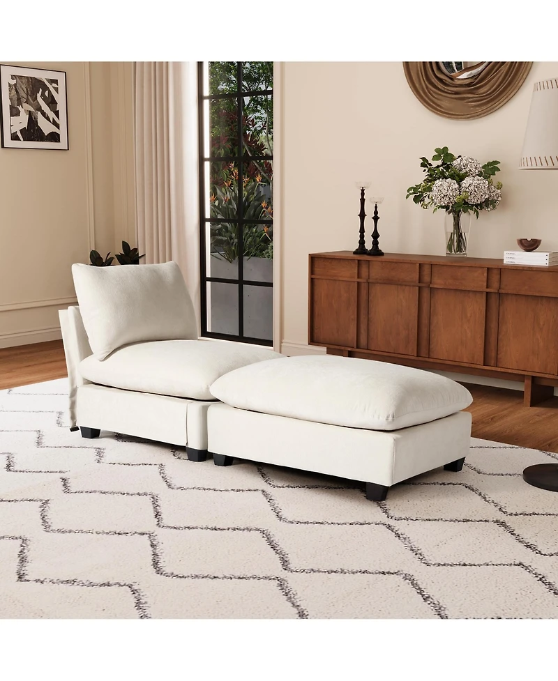 WestinTrends 68.5" Chenille Upholstered Indoor Chaise Lounge Chair