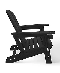 3-Piece Hdpe Outdoor Patio Adirondack Chair with Ottoman and 18" Side Table Set