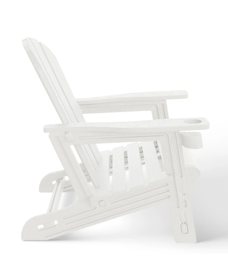 3-Piece Hdpe Outdoor Patio Adirondack Chair with Ottoman and 18" Side Table Set