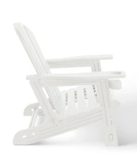 3-Piece Hdpe Outdoor Patio Adirondack Chair with Ottoman and 18" Side Table Set