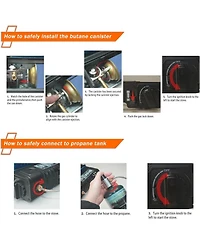 Aofar Dual Fuel Camping Stove – 10,000 Btu Portable Propane & Butane Stove with Windblocker, Auto Ignition & Carrying Case (Fuel Not Included)