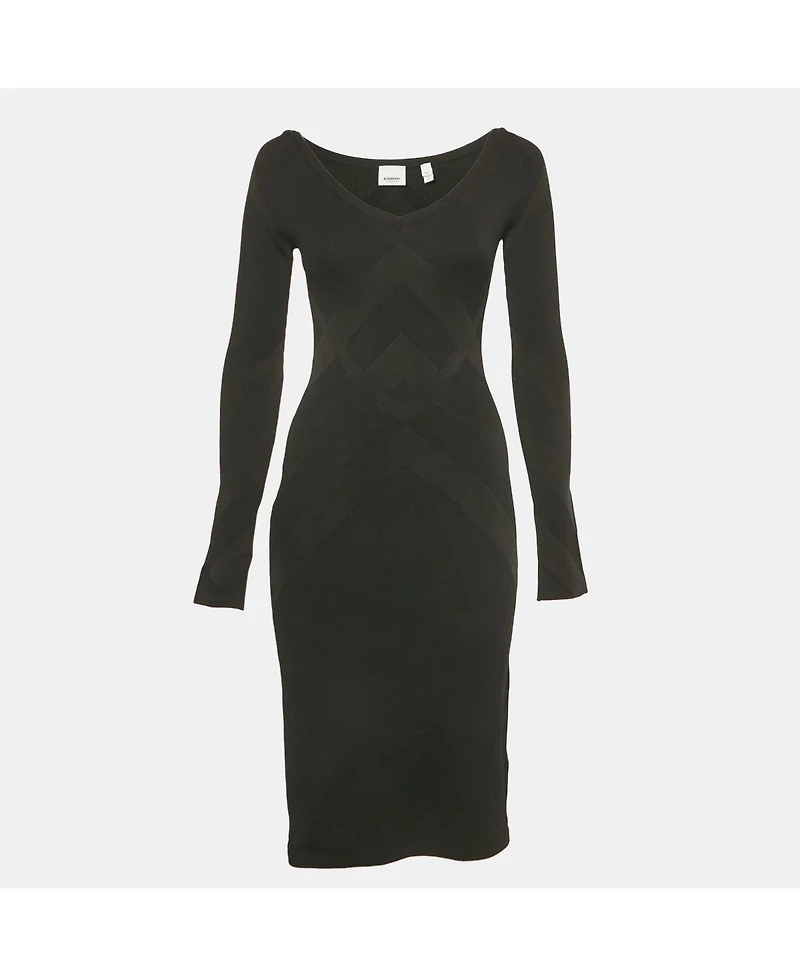 Pre-Owned Burberry Women's Black Stretch Knit Flared Mini Dress