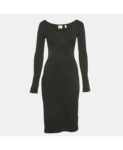 Pre-Owned Burberry Women's Black Stretch Knit Flared Mini Dress