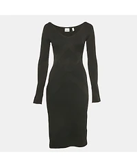 Pre-Owned Burberry Women's Black Stretch Knit Flared Mini Dress