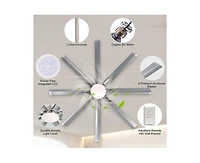 Sofucor 72-inch Standard Industrial Sand Nickel 8-Blade Led Ceiling Fan with Remote and Intelligent Control and Voice Function