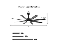 Sofucor 52-inch Modern Exquisite Black 8-Blade Ceiling Fans with Adjustable Led Lights and Intelligent Remote Control