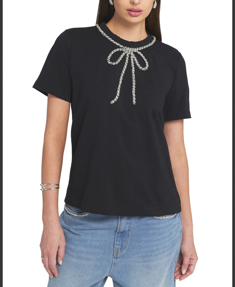 Elle Collection Women's Embellished Bow Tee T-Shirt
