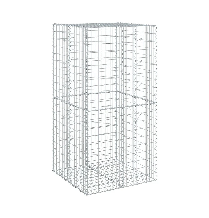 Gabion Basket Silver Galvanized Iron Wire 39.4 x 39.4 x 78.7 in