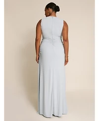 Six Stories Women's Drape Gathered Sleeveless Stretch Dress