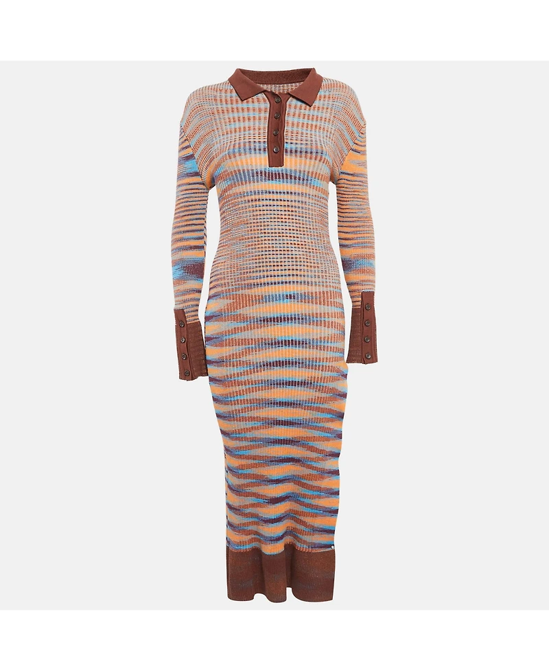 Pre-Owned Jacquemus Women's Brown Rib Knit La Robe Zucca Midi Dress