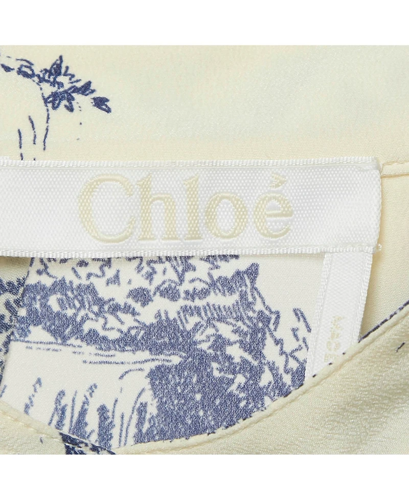 Pre-Owned Chloe Women's Cream/blue Printed Silk Mini