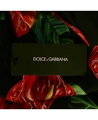 Pre-Owned Dolce & Gabbana Women's Black Printed Satin Silk One-Shoulder Tie-Up Detail Midi Dress