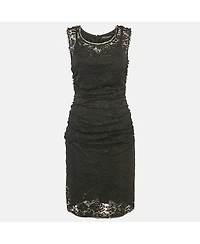 Pre-Owned Dolce & Gabbana Women's Black Lace Draped Sleeveless Short Dress