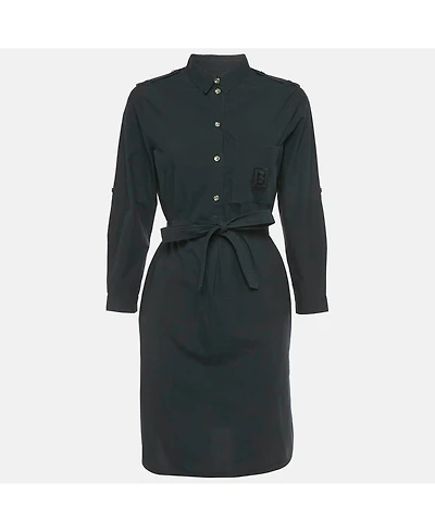 Pre-Owned Burberry Women's Navy Blue Cotton Belted Mini Dress