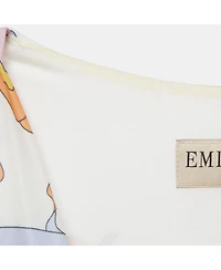 Pre-Owned Emilio Pucci Women's White Printed Jersey Draped Sleeveless Midi Dress