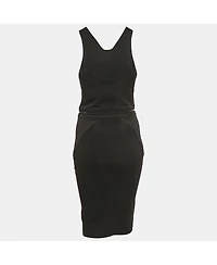 Pre-Owned Givenchy Women's Black Knit Sleeveless Zip Detail Bodycon Dress