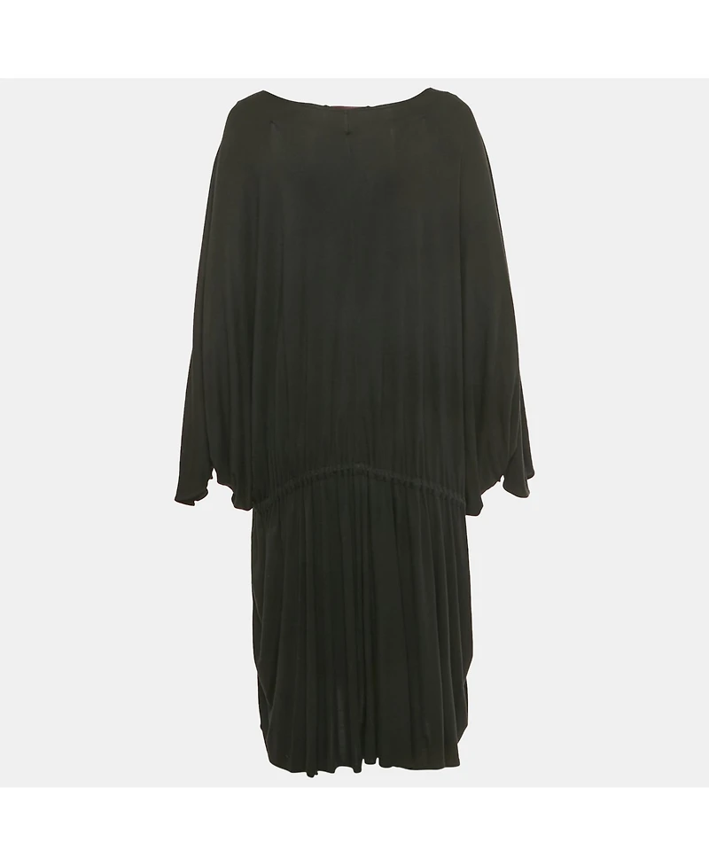 Pre-Owned Stella Mccartney Women's Black Jersey Plunge Neck Drawstring Midi Dress