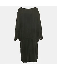 Pre-Owned Stella Mccartney Women's Black Jersey Plunge Neck Drawstring Midi Dress