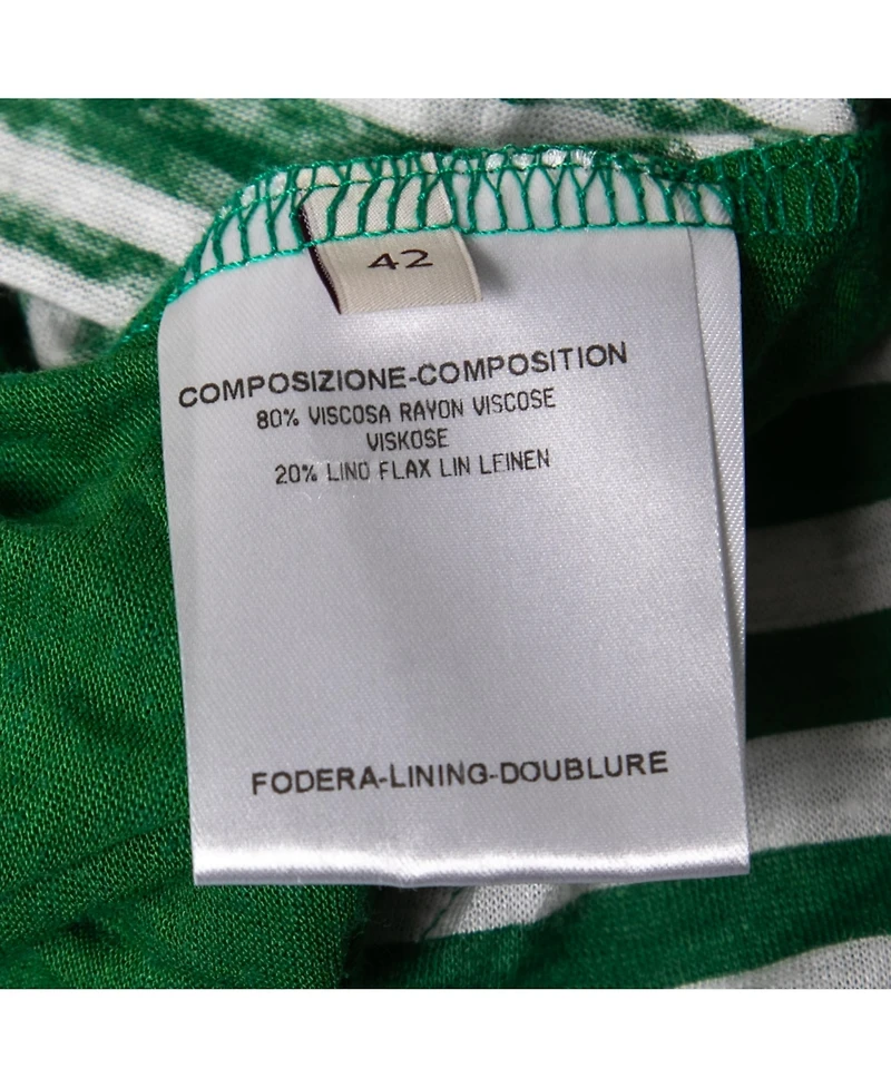 Pre-Owned Stella Mccartney Women's Green Striped Linen Blend Knit Oversized Belted Mini Dress