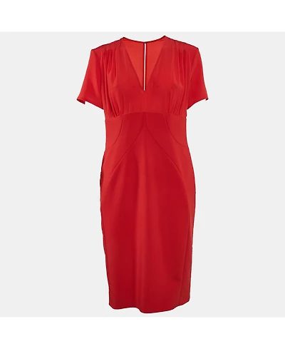 Pre-Owned Versace Women's Red Silk Blend V-Neck Short Dress