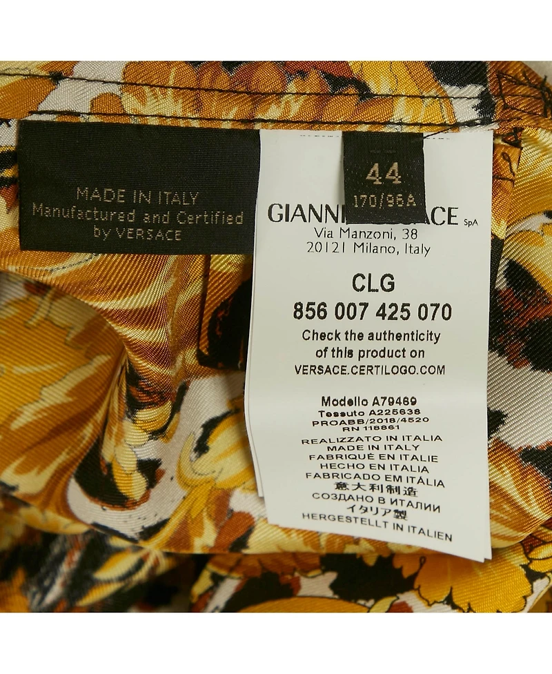 Pre-Owned Versace Women's Tribute Black Silk Wild Baroque Ss 1992 Shirt Dress