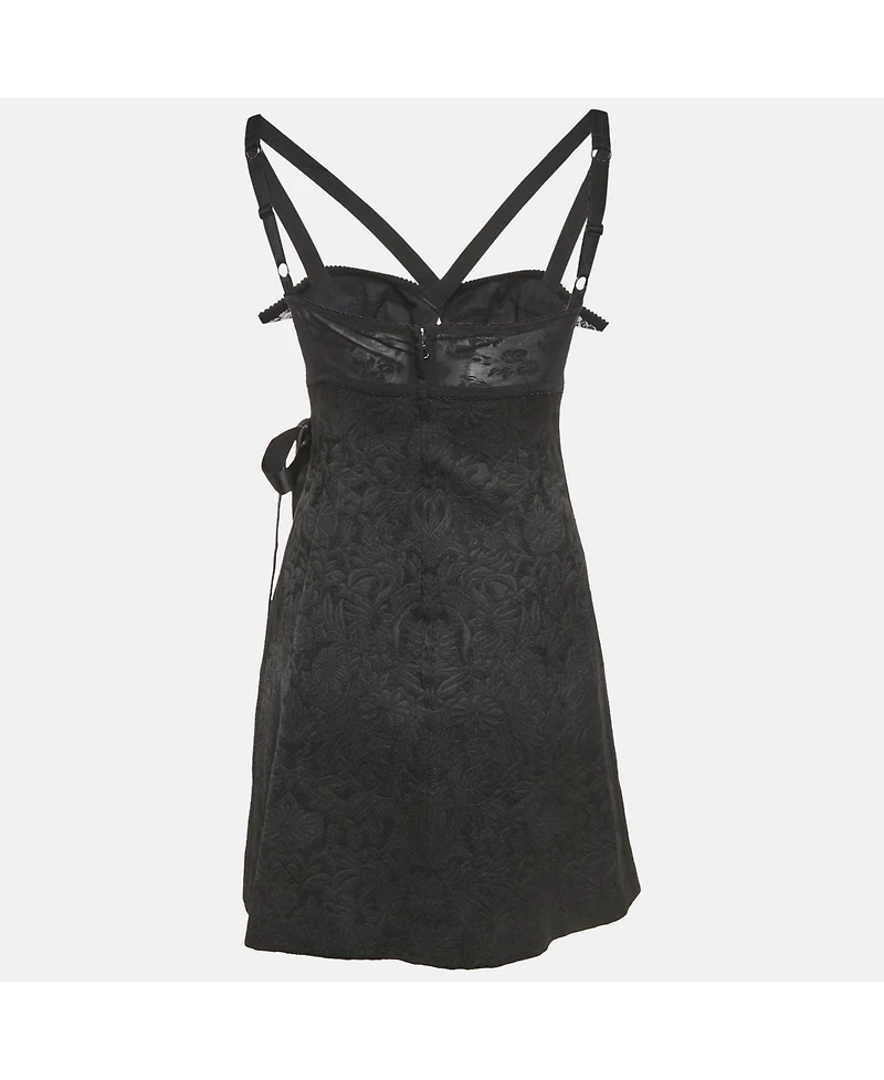 Pre-Owned Dolce & Gabbana Women's Black Jacquard Bustier Sleeveless Mini Dress