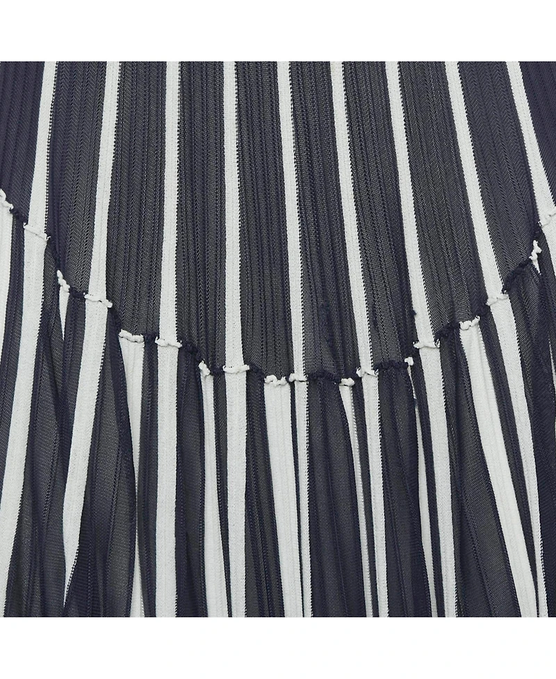 Pre-Owned Chloe Women's Navy Blue White Vertical Stripe Cotton Knit Midi Dress