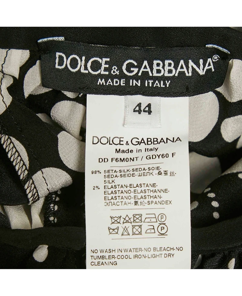 Pre-Owned Dolce & Gabbana Women's Black/white Polka Dot Print Silk Halter Neck Maxi Dress