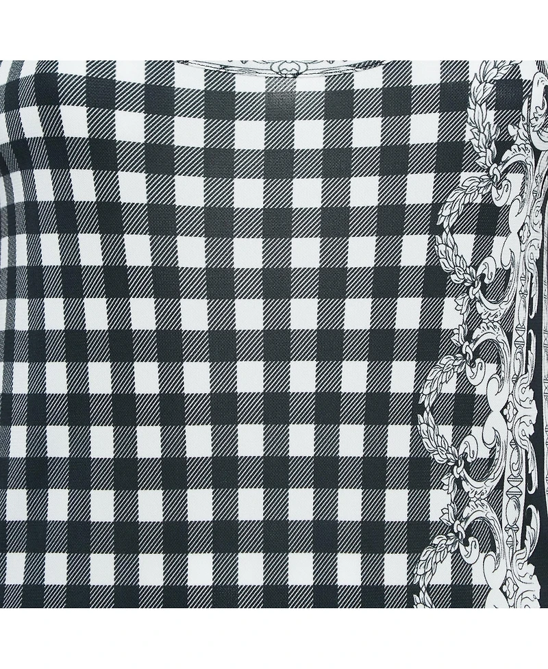 Pre-Owned Versace Women's Black Checks And Barocco Print Jersey Bodycon Dress