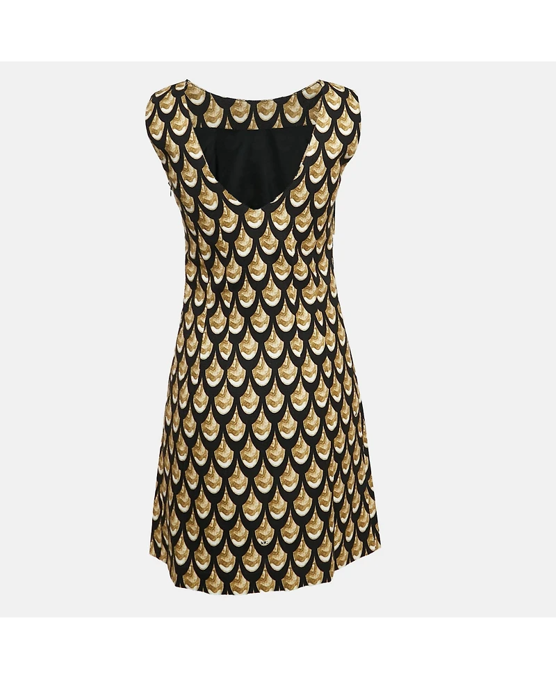 Pre-Owned Versace Women's Jeans Couture Black Printed Cotton Blend Sleeveless Mini Dress