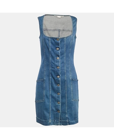 Pre-Owned Stella Mccartney Women's Blue Denim Scoop Neck Mini Dress