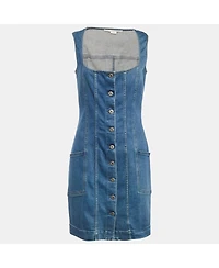 Pre-Owned Stella Mccartney Women's Blue Denim Scoop Neck Mini Dress