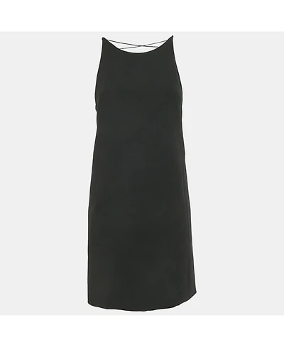 Pre-Owned Versace Women's Black Crepe Crisscross Detail Mini Dress