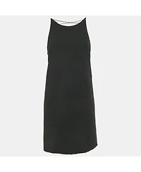 Pre-Owned Versace Women's Black Crepe Crisscross Detail Mini Dress