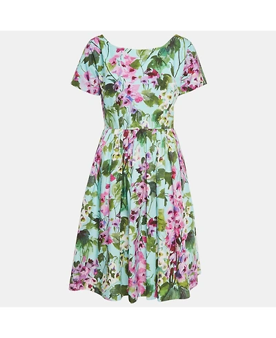 Pre-Owned Dolce & Gabbana Women's Blue Floral Print Cotton Midi Dress