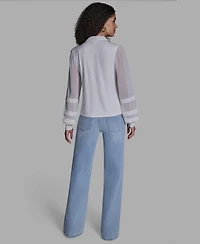 Bcbg Women's Slim Fit Collared Button-Up Top