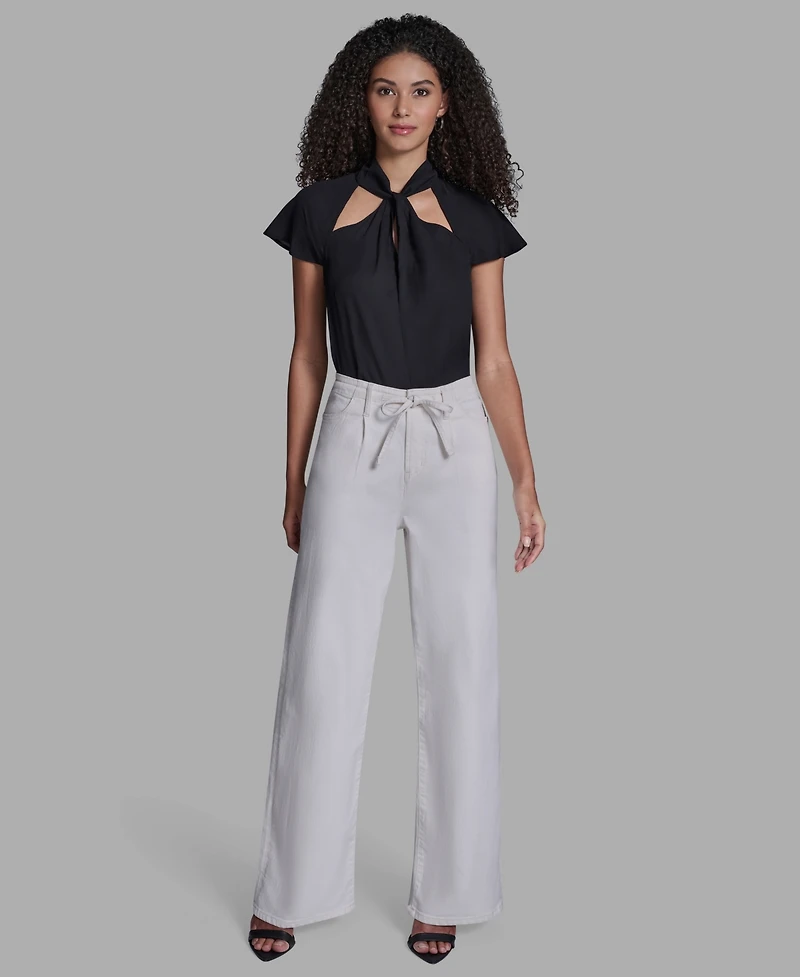 Bcbg Women's Straight Leg Tie Waist Jeans