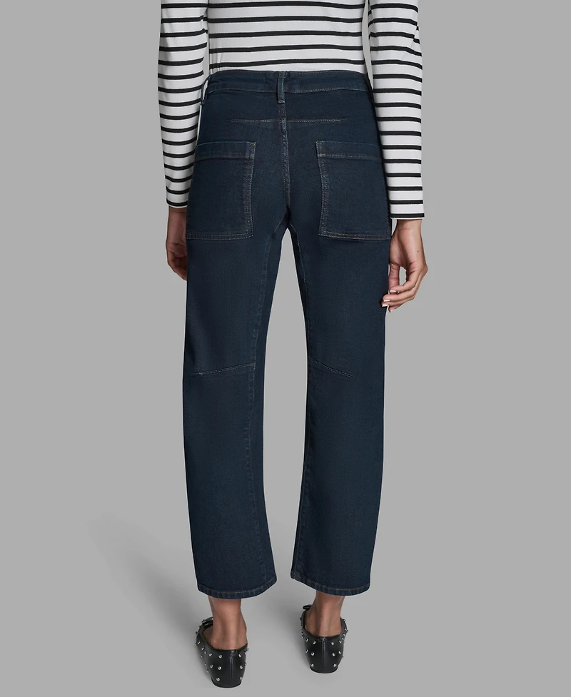 Bcbg Women's Seamed Barrel Mid-Rise Jeans