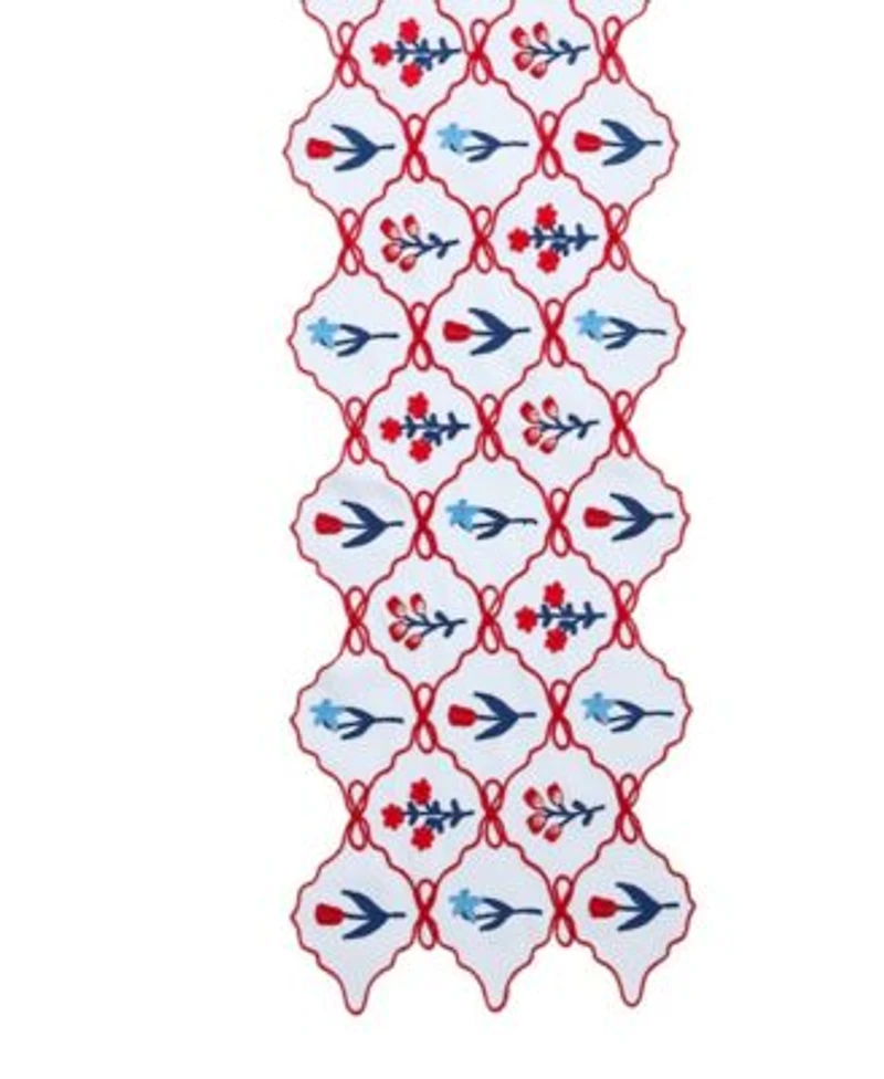 Elrene Red White Blue Crochet Table Linen Collection