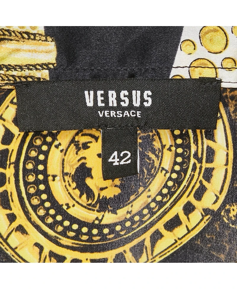 Pre-Owned Versace Women's Pre-Owned Versus Versace Black/yellow Baroque Print Satin Silk Shirt