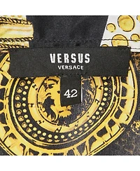 Pre-Owned Versace Women's Pre-Owned Versus Versace Black/yellow Baroque Print Satin Silk Shirt